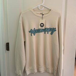 Madhappy new with tags cream crewneck sweatshirt size medium with blue logo